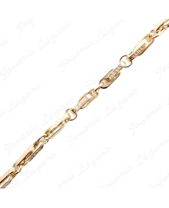 CADENA 60 CM. ORO 18 KTS ESLAB. CHAPAS ENLAZADOS GRECA