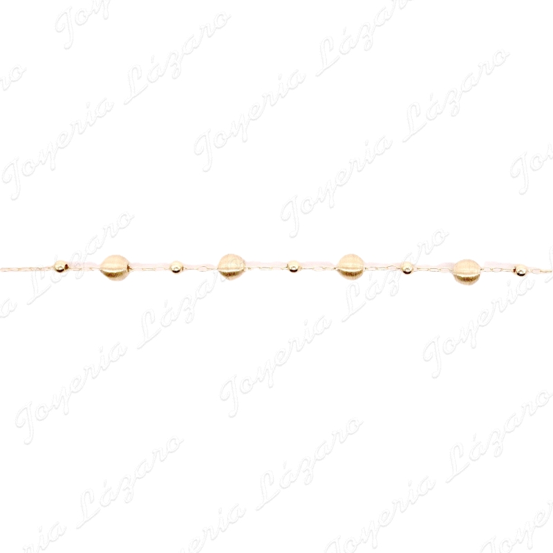 PULSERA ORO 18 KTS 4 BOLAS TALLADAS 5.7MM MATE                                                      