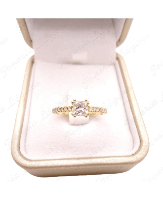 SOLITARIO ORO 18 KTS NEW DIAMOND JEWELRY 1+14 BTES                                                  