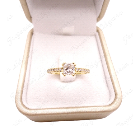 SOLITARIO ORO 18 KTS NEW DIAMOND JEWELRY 1+14 BTES