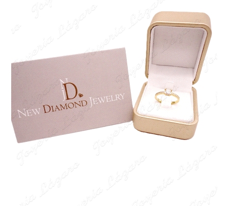 SOLITARIO ORO 18 KTS NEW DIAMOND JEWELRY 1+14 BTES