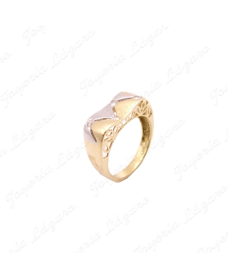 SORTIJA ORO 18KT SEMINUEVO BICOLOR ZIG ZAG CALADO CON CIRCONITAS                                    