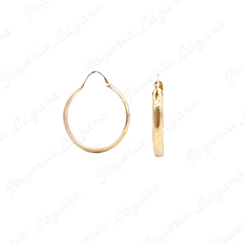 PEND. AROS ORO 18KT SEMINUEVOS 1/2 CAÑA 3MM,21MM INT.                                               