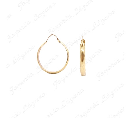 PEND. AROS ORO 18KT SEMINUEVOS 1/2 CAÑA 3MM,21MM INT.                                               