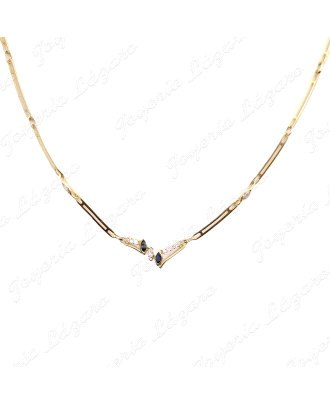 GARGANTILLA ORO 18KT SEMINUEVA PLACAS 2 BANDAS MOTIVO 2ZAFIROS+CIRCO                                