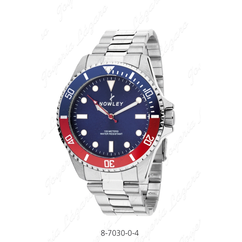 NOWLEY RELOJ ACERO CABALLERO VISEL AZUL/ROJO ESFERA AZUL                                            