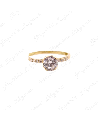 SORTIJA ORO 18 KTS SOLITARIO CIRCO 5MM +4 MICROCIRCO EN LADOS BRAZOS