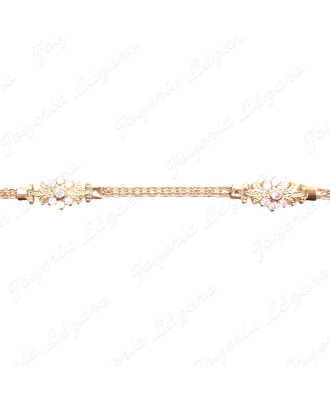 PULSERA ORO 18 KTS CADENA BISMAK 3 ROSETONES 7 CIRCOS                                               