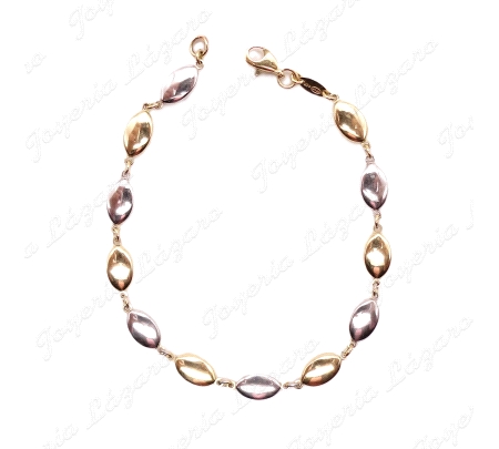 PULSERA ORO 18 KTS PEPITAS  BICOLOR