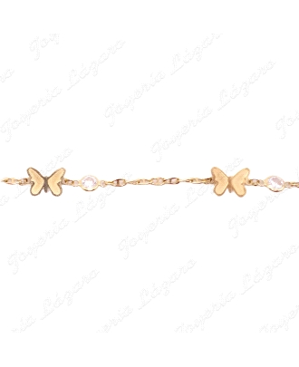 PULSERA ORO 18 KTS  3 MARIPOSAS CON 1 CIRCONITA BOCELADA CADA UNA                                   