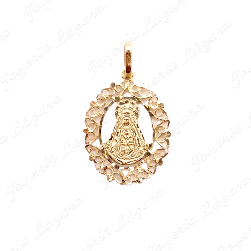 MEDALLA ORO 18 KTS VIRGEN DEL ROCIO  CERCO FILIGRANA 21X26MM                                        