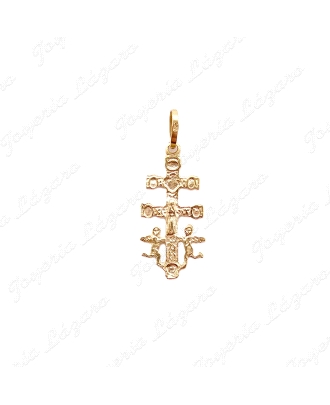 CRUZ DE CARAVACA ORO 18 KTS LISA LIGERA 10X25MM