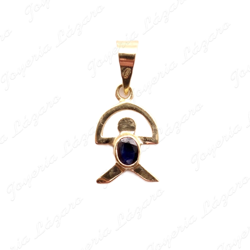COLGANTE ORO 18 KTS INDALO  CON ZAFIRO OVAL CENTRO 9X11MM                                           