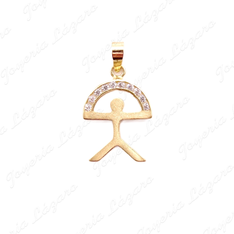 COLGANTE ORO 18 KTS INDALO 15X18MM MATE ARCO CIRCONITAS                                             