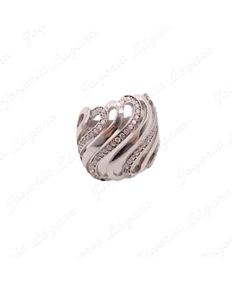 SORTIJA PLATA ONDAS LISAS Y CIRCONITAS                                                              