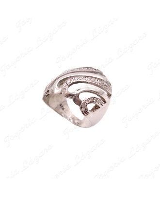 SORTIJA PLATA ONDAS LISAS Y CIRCONITAS