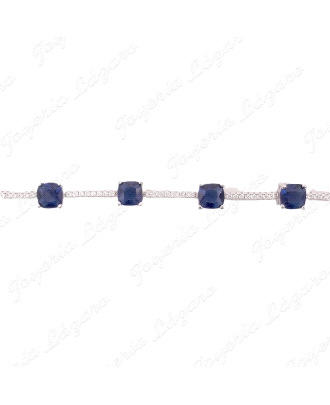 PULSERA PLATA CIRCO RIVIER + CIRCO CUDRADA AZUL                                                     