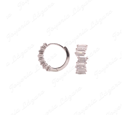 PEND. AROS PLATA CIRCONITA BAGUETTE                                                                 