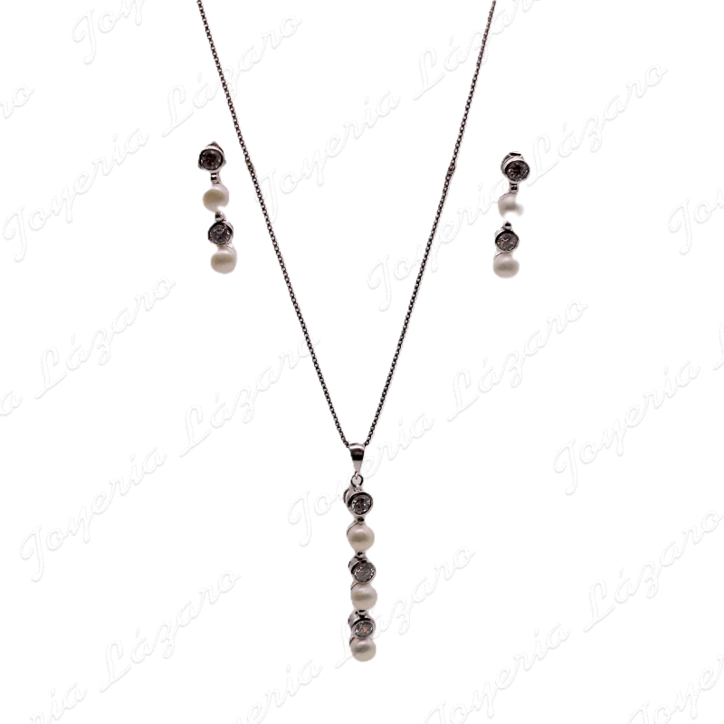 JUEGOS PLATA GAR+PEN PERLAS+CUAJOS CIRCONITAS                                                       