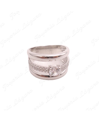 SORTIJA PLATA TRIPLE CINTAS 2 LISAS 1 CUAJO MAS CIRCOS MICROENGASTE                                 