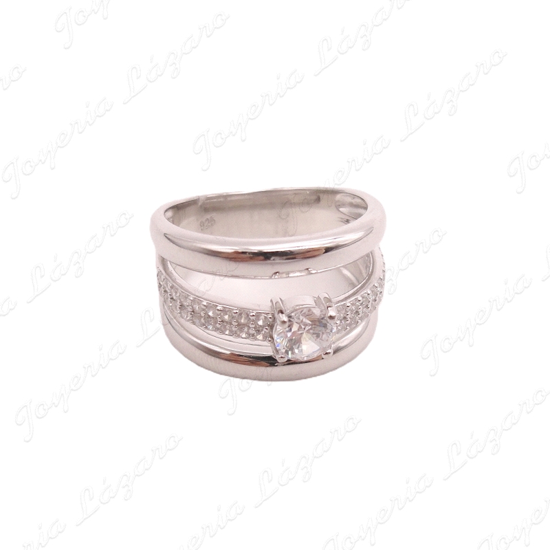 SORTIJA PLATA TRIPLE CINTAS 2 LISAS 1 CUAJO MAS CIRCOS MICROENGASTE                                 