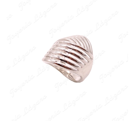 SORTIJA PLATA LISA DISEÑO BANDAS CRUZADAS