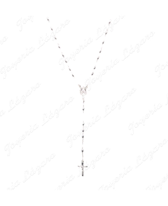 ROSARIO PLATA BOLAS ALARGADAS VIRGEN MILAGROSA + CRUZ                                               