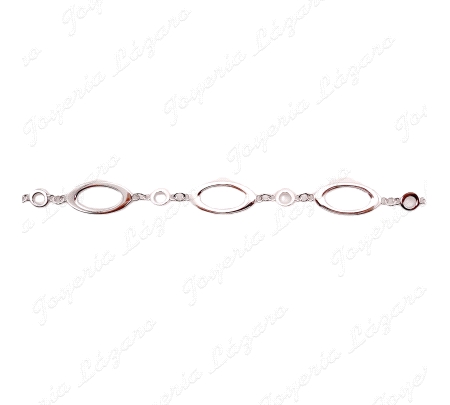 PULSERA PLATA LISA CIRCULOS+ OVAL
