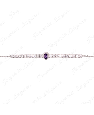 PULSERA PLATA CIRCO RIVIERE + AMATISTA                                                              