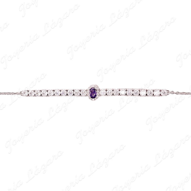 PULSERA PLATA CIRCO RIVIERE + AMATISTA                                                              