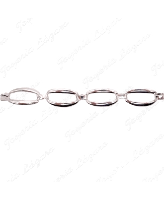 PULSERA PLATA SEMI RECTANGULOS LISOS 18X10MM                                                        