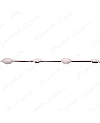 PULSERA PLATA SEMI RIGITDA TRAMOS +  BOLAS MATE Y BRILLO                                            
