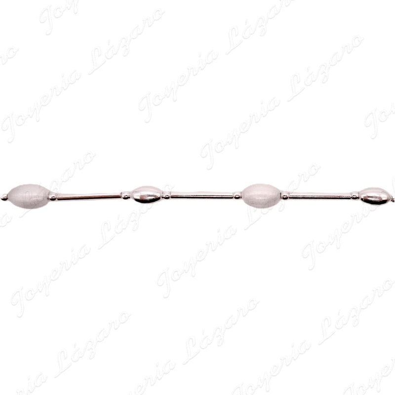 PULSERA PLATA SEMI RIGITDA TRAMOS +  BOLAS MATE Y BRILLO                                            