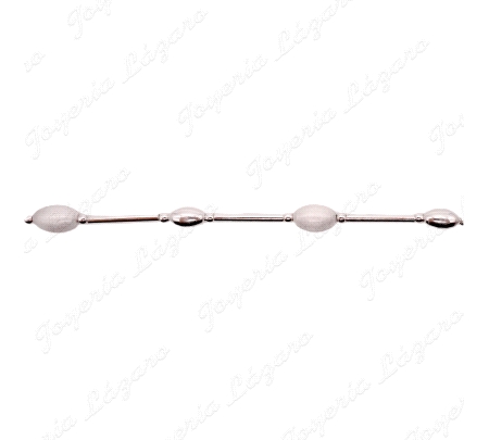 PULSERA PLATA SEMI RIGITDA TRAMOS +  BOLAS MATE Y BRILLO                                            
