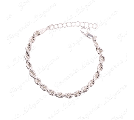 PULSERA PLATA CORDON SALOMONICO 18+5CM X 5MM GRUESO                                                 