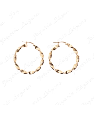 PEND. AROS ORO 18 KTS RIZADOS 31MM EXT. TALLADO RAYAS                                               