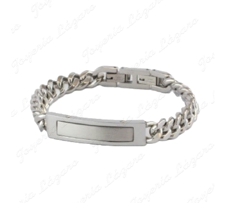 ESCLAVA ACERO BARBADA PLACA  BANDA CENTRO MATE                                                      