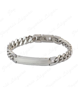 ESCLAVA ACERO BARBADA PLACA BANDA MATE                                                              