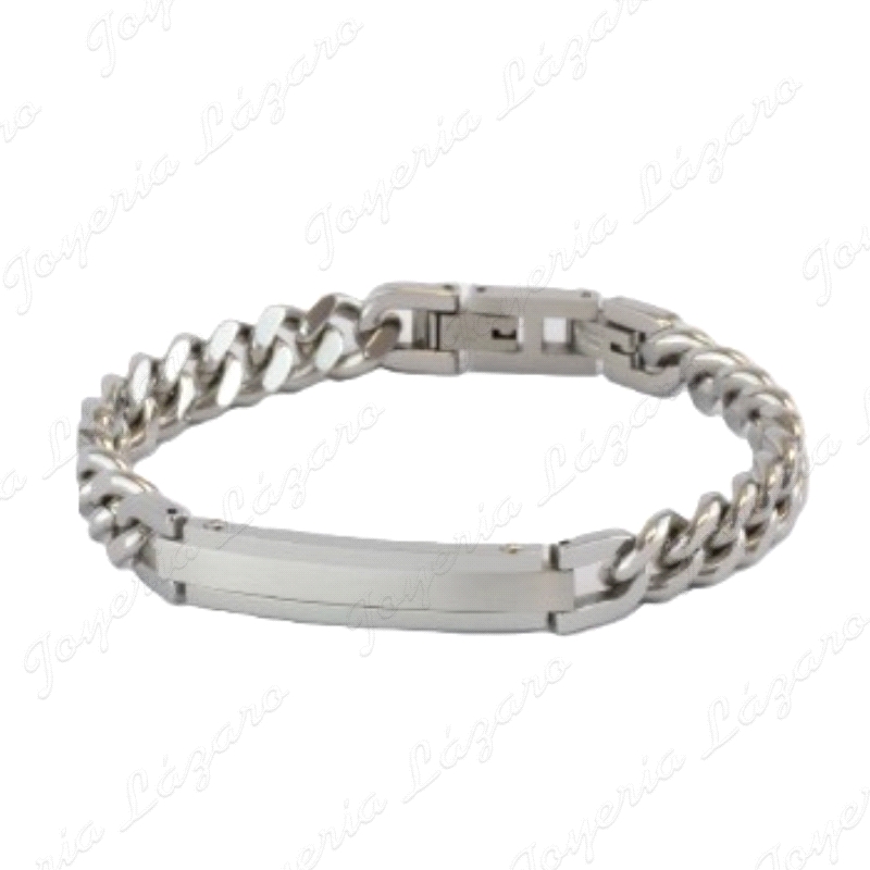 ESCLAVA ACERO BARBADA PLACA BANDA MATE                                                              