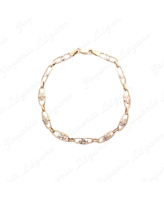 PULSERA ORO 18KT OCASIONESLABONES OVAL CON FLOR CIRCONITAS BOCEL CENTR                              