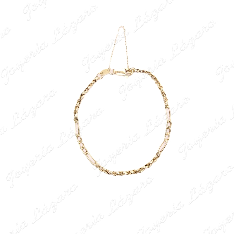 PULSERA ORO 18KT OCASION CORDON SALOMONICO MIXTO +CAD. SEGURIDAD                                    