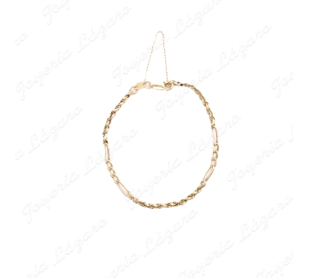 PULSERA ORO 18KT OCASION CORDON SALOMONICO MIXTO +CAD. SEGURIDAD                                    