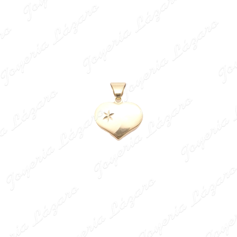 COLGANTE ORO 18KT OCASION CORAZON MITAD MATE Y BRILLO  CON CIRCONITA E                              
