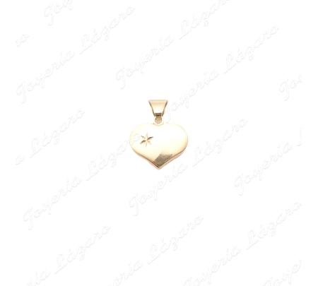 COLGANTE ORO 18KT OCASION CORAZON MITAD MATE Y BRILLO  CON CIRCONITA E                              