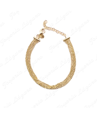 PULSERA PLATA CHAPADA ORO 3 HILERAS BOLITAS                                                         