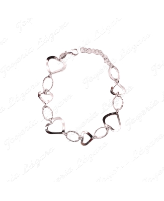 PULSERA PLATA CORAZONES CALADOS ONDULADOS                                                           