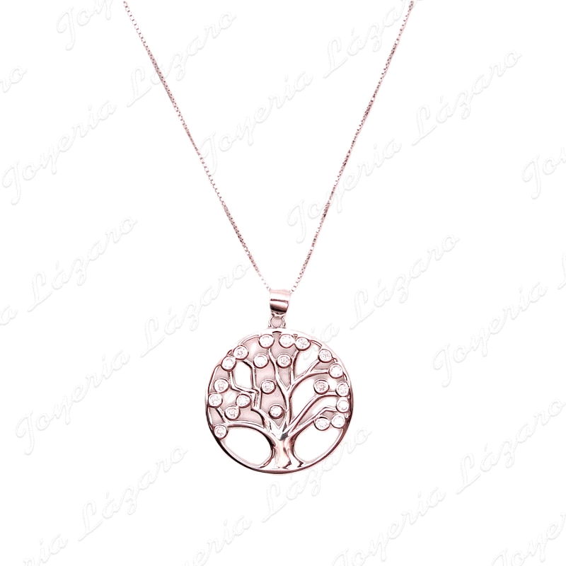 GARGANTILLA PLATA COLGANTE ARBOL VIDA GRANDE CIRCONITAS BOCEN EN RAMAS                              