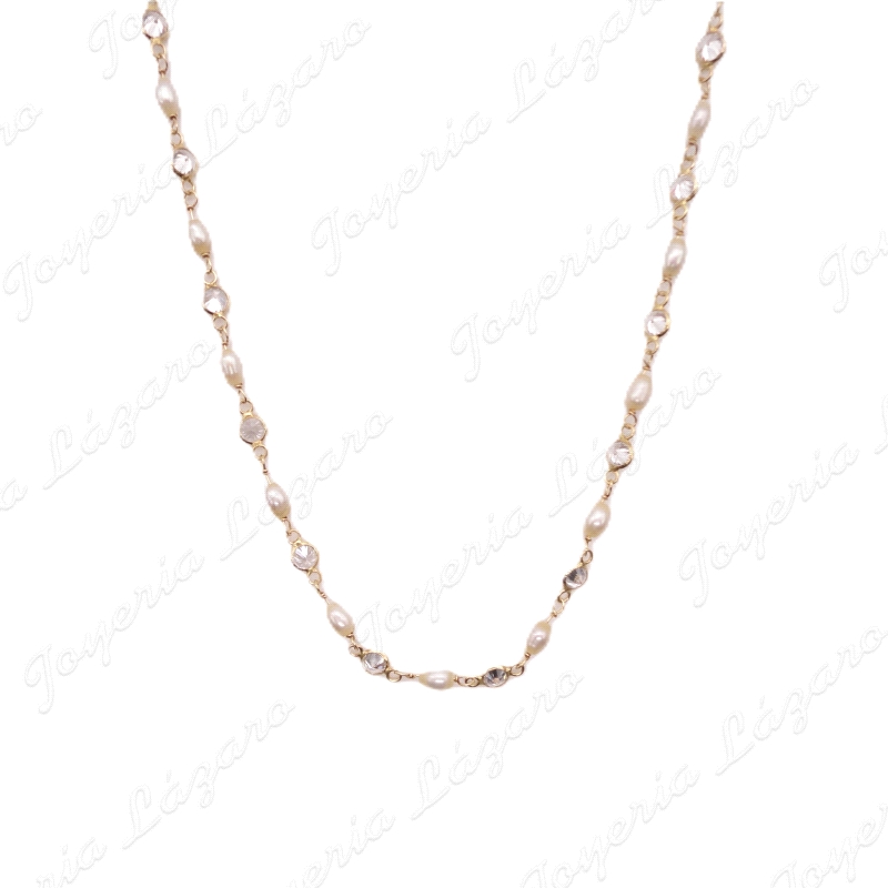 GARGANTILLA ORO 18KT SEMINUEVA PERLAS RIO+CIRCONITAS BOCEL                                          
