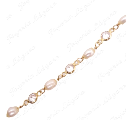 GARGANTILLA ORO 18KT SEMINUEVA PERLAS RIO+CIRCONITAS BOCEL