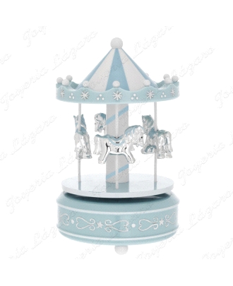 BEBE ARTICULO DE REGALO CARROUSEL CABALLOS PLATEADOS MUSICAL 10X18CM                                